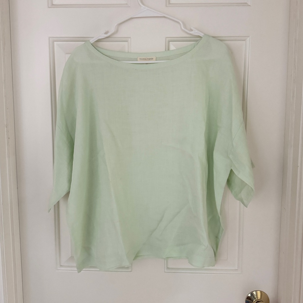 Eileen Fisher Organic Linen Pale Green Top